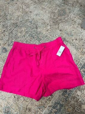 GAP Women's Bright Hot Pink Drawstring Shorts linen